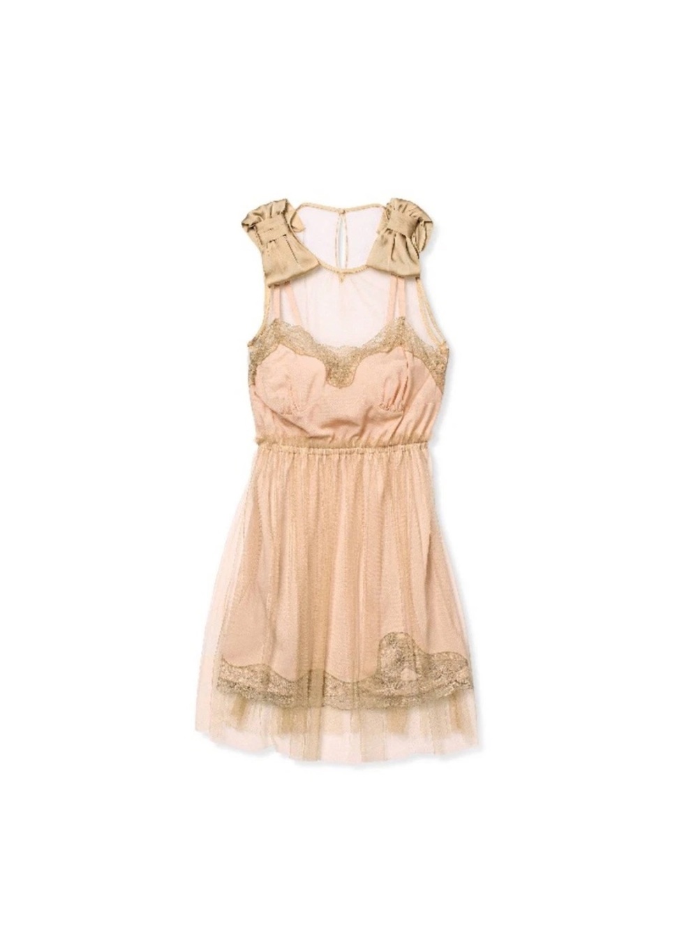 Rodarte x Target Women’s Beige/Peach Tulle Mini Dress w/ Lace Trim Sz Med NWT